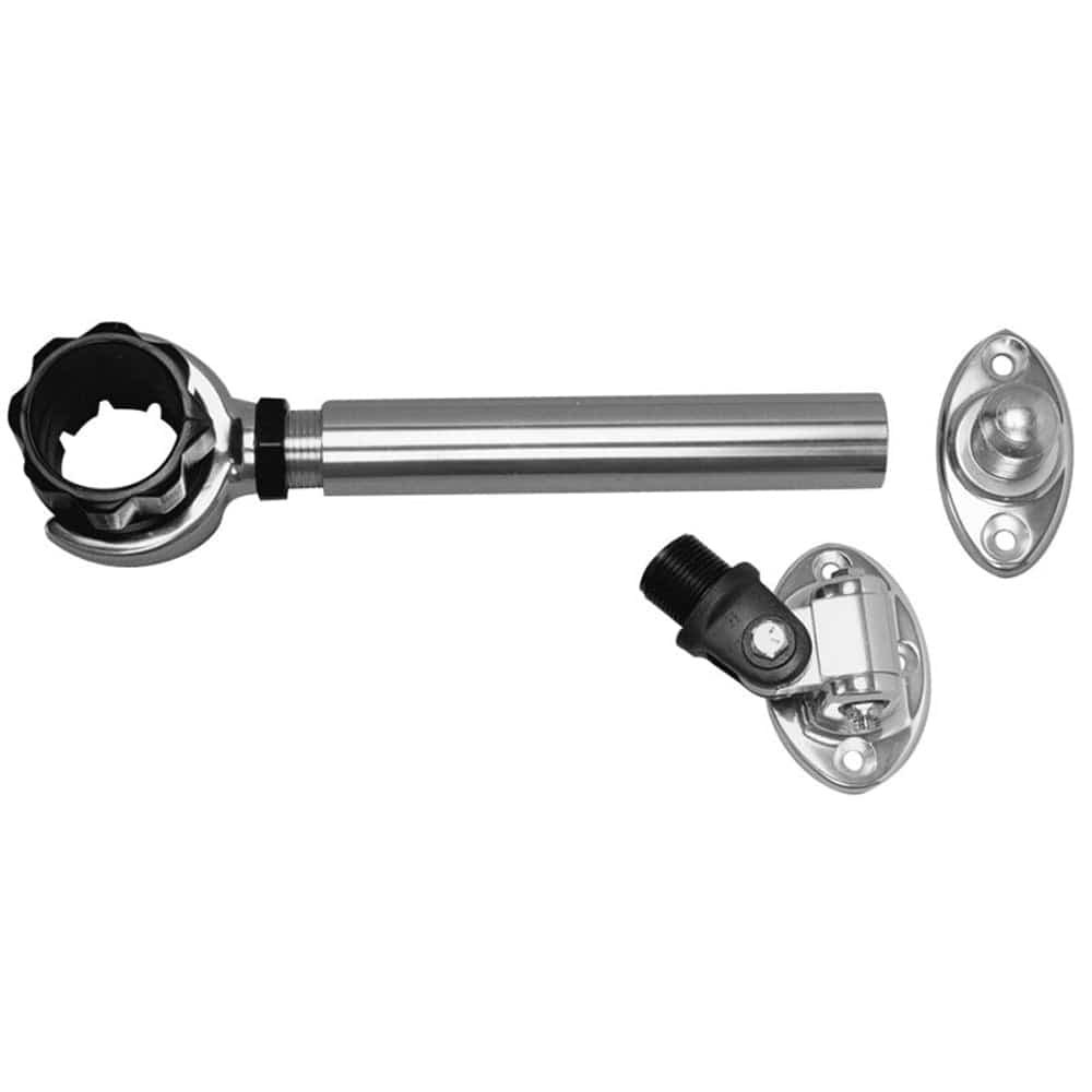 Rupp Threaded Antenna Support w/6" Flat Mount, Oval 4-Way Base & 1.5" Collar [PAK-0006] - Twin Screws Marine Service