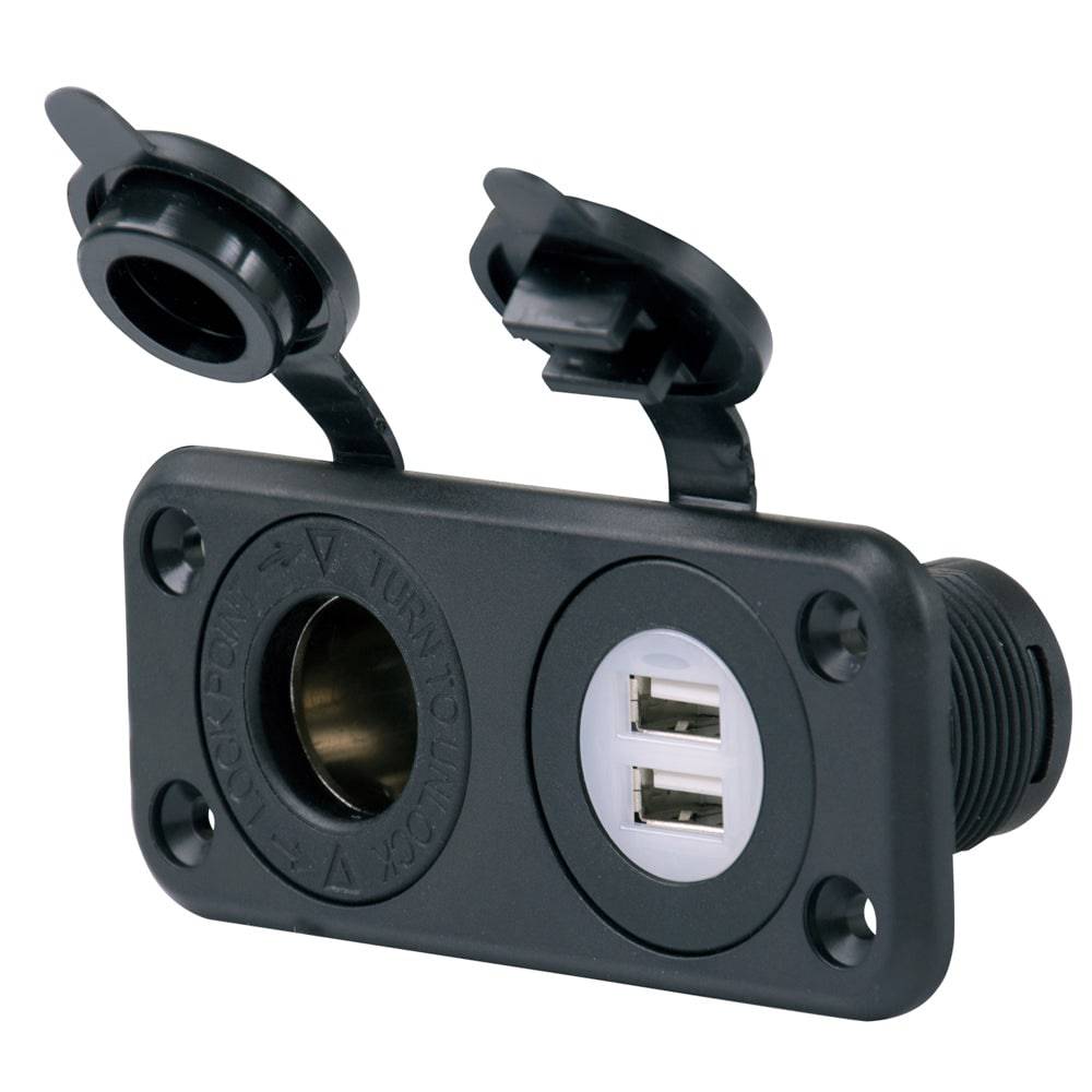 Marinco SeaLink Deluxe Dual USB Charger & 12V Receptacle [12VCOMBO] - Twin Screws Marine Service