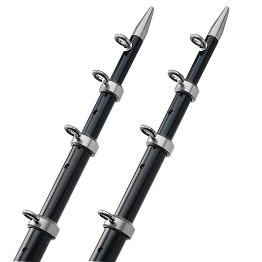 TACO 18' Telescopic Outrigger Poles HD 1-1/2" - Black/Silver [OT-0552BKA186] - Twin Screws Marine Service