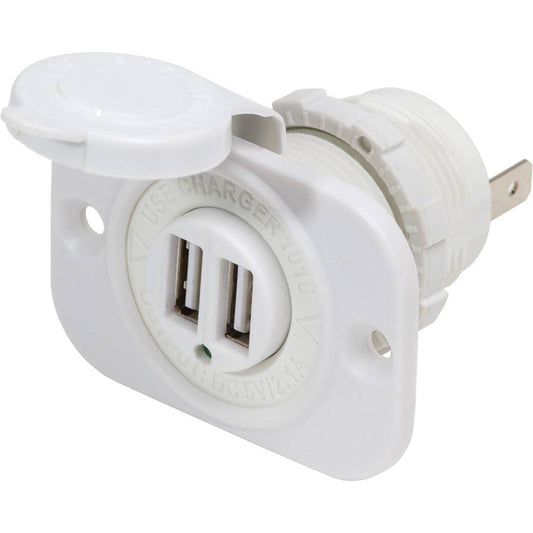 Blue Sea 12V DC Dual USB Charger Socket - White [1016200] - Twin Screws Marine Service