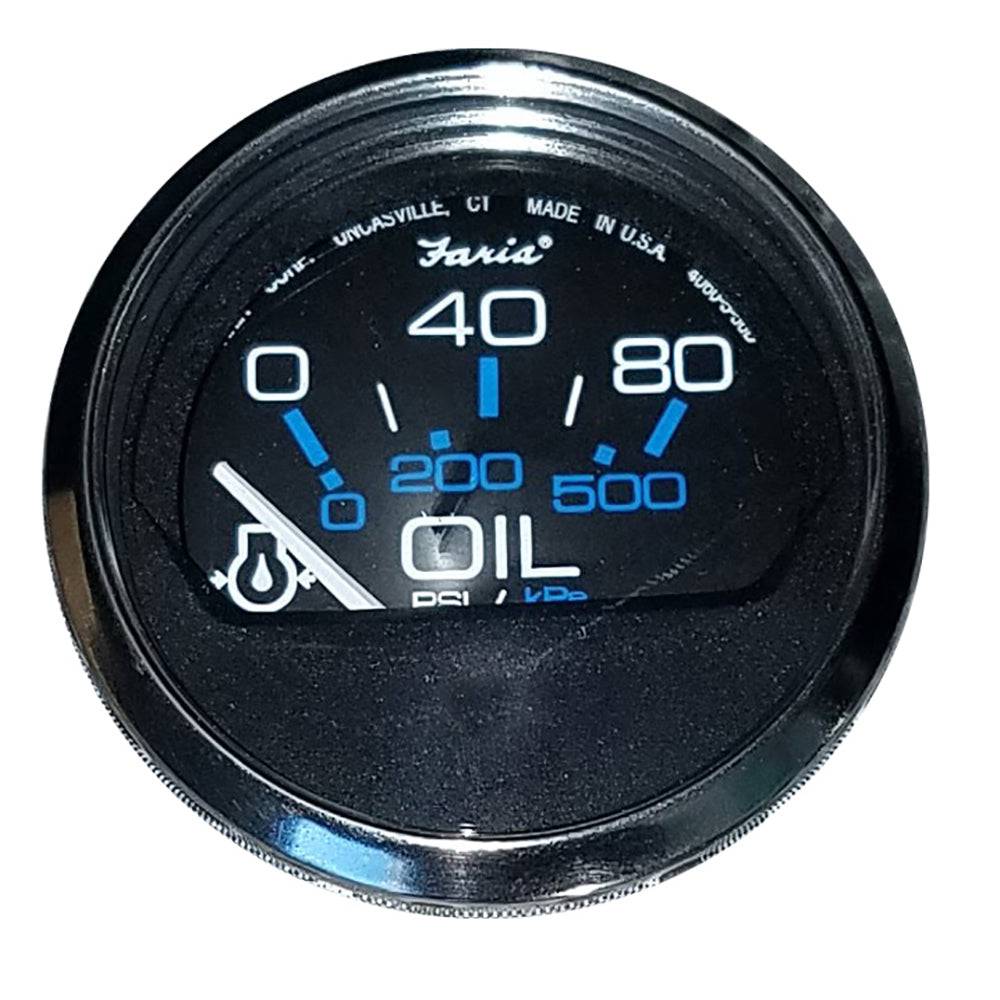 Faria Chesapeake Black 2" Oil Pressure Gauge (80 PSI) [13702] - Twin Screws Marine Service