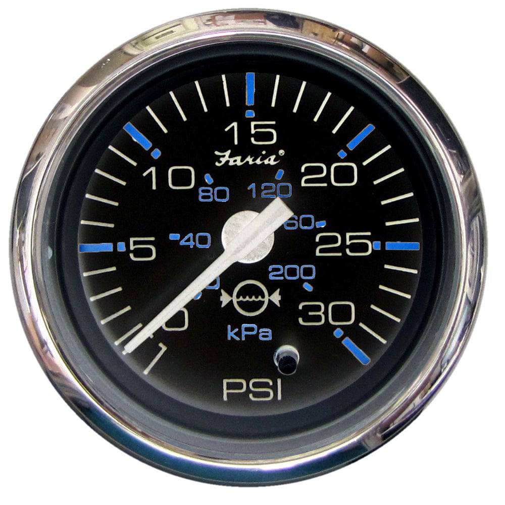 Faria Chesapeake Black 2" Water Pressure Gauge (30 PSI) [13712] - Twin Screws Marine Service