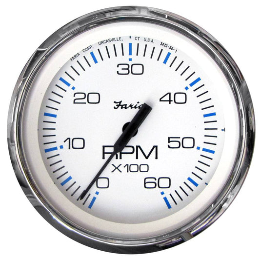 Faria Chesapeake White SS 4" Tachometer - 6000 RPM (Gas) (Inboard  I/O) [33807] - Twin Screws Marine Service