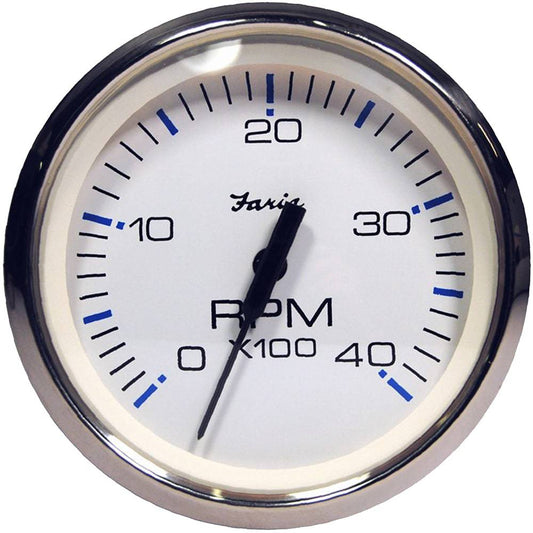 Faria Chesapeake White SS 4" Tachometer - 4000 RPM (Diesel) (Magnetic Pick-Up) [33818] - Twin Screws Marine Service
