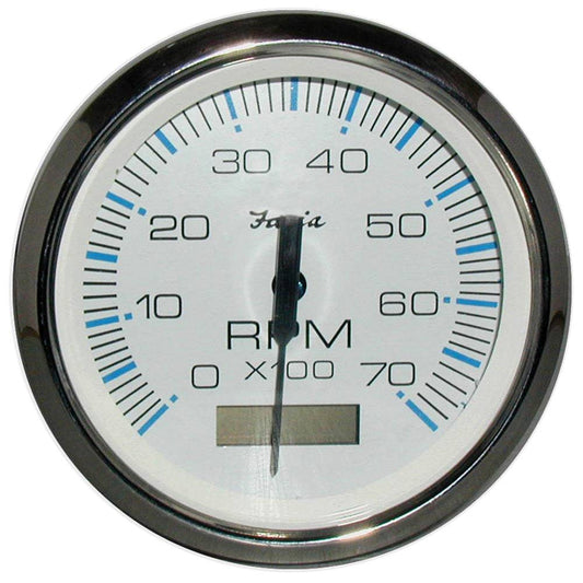 Faria Chesapeake White SS 4" Tachometer w/Hourmeter - 7000 RPM (Gas) (Outboard) [33840] - Twin Screws Marine Service