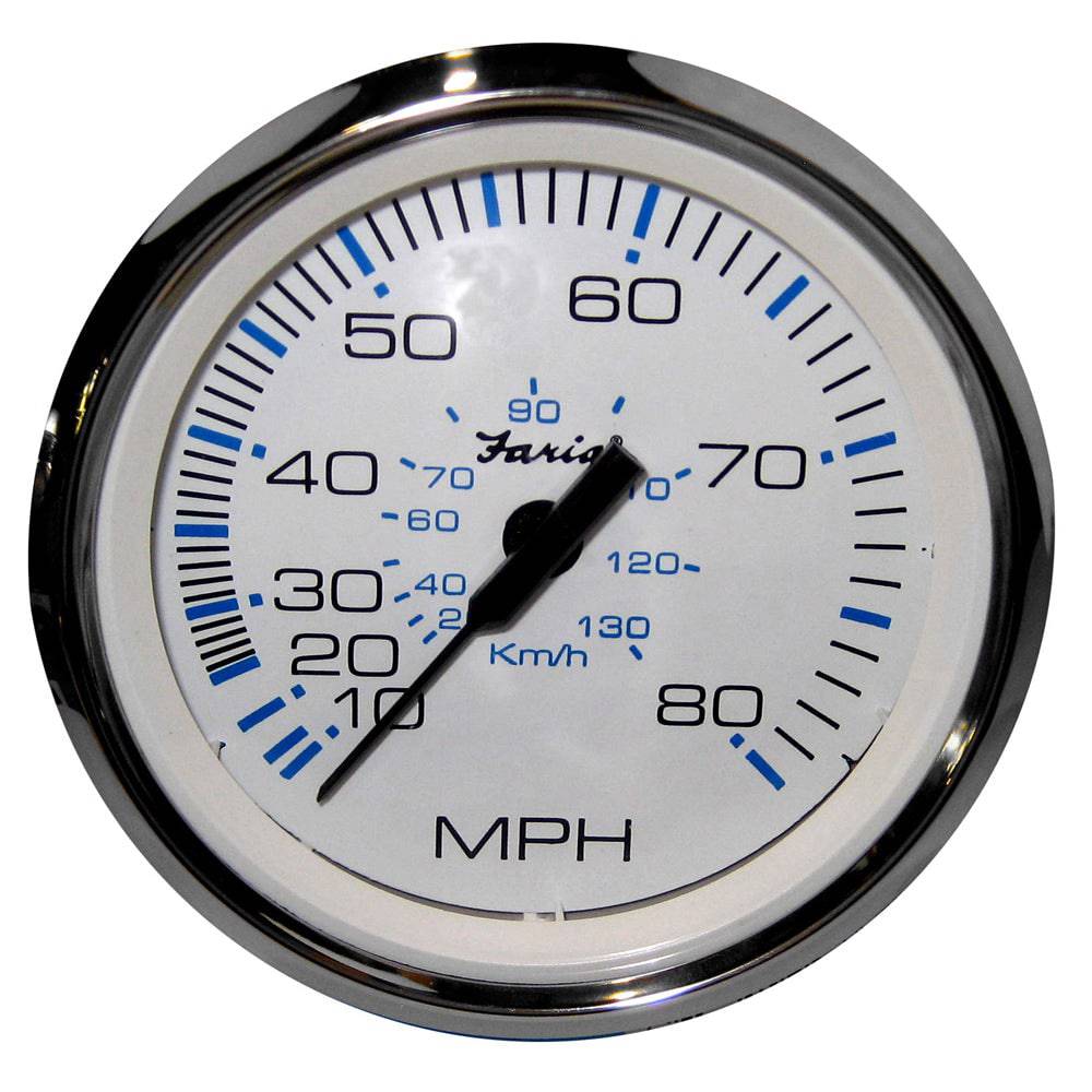 Faria Chesapeake White SS 4" Speedometer - 80MPH (Pitot) [33819] - Twin Screws Marine Service