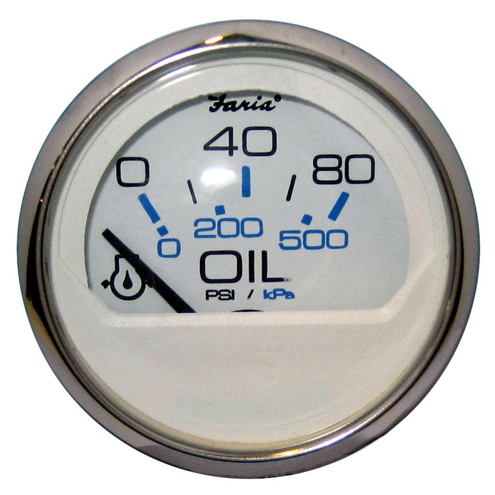 Faria Chesapeake White SS 2" Oil Pressure Gauge (80 PSI) [13802] - Twin Screws Marine Service