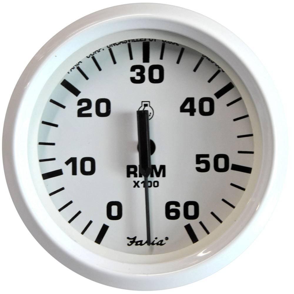 Faria Dress White 4" Tachometer - 6000 RPM (Gas) (Inboard  I/O) [33103] - Twin Screws Marine Service