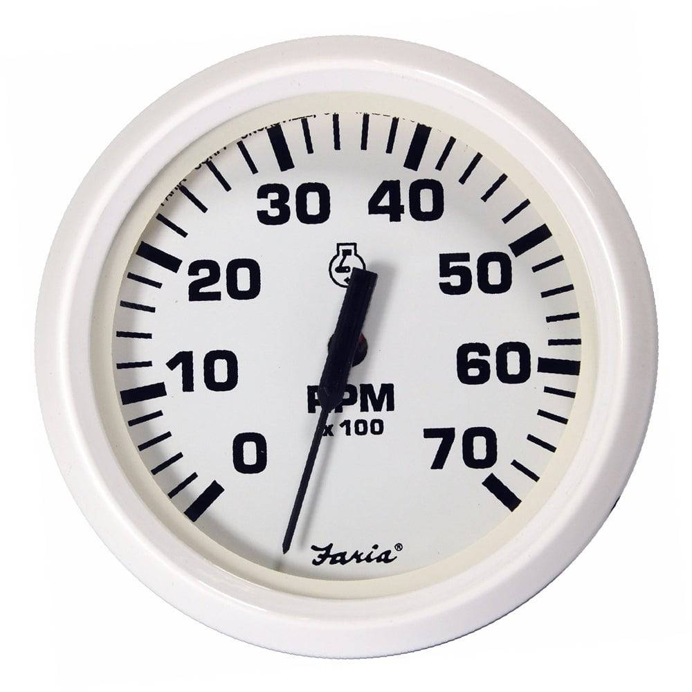 Faria Dress White 4" Tachometer - 7000 RPM (Gas) (All Outboards) [33104] - Twin Screws Marine Service