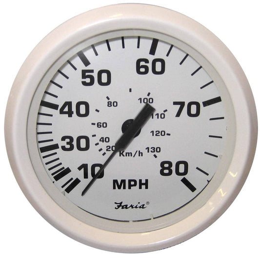 Faria Dress White 4" Speedometer - 80MPH (Pitot) [33113] - Twin Screws Marine Service