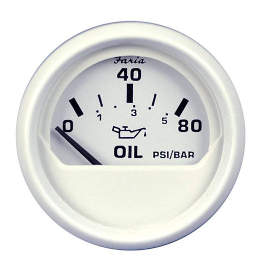 Faria Dress White 2" Oil Pressure Gauge (80 PSI) [13102] - Twin Screws Marine Service