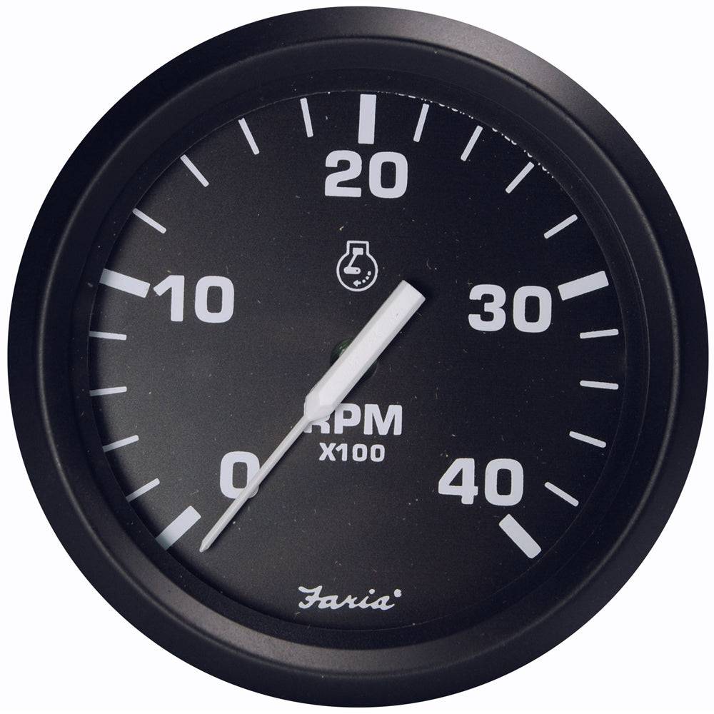 Faria Euro Black 4" Tachometer - 4000 RPM (Diesel - Magnetic Pick-Up) [32803] - Twin Screws Marine Service