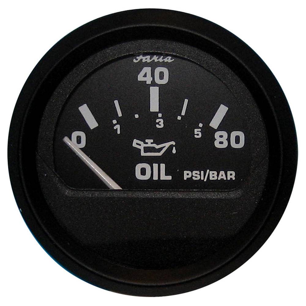 Faria Euro Black 2" Oil Pressure Gauge (80 PSI) [12803] - Twin Screws Marine Service