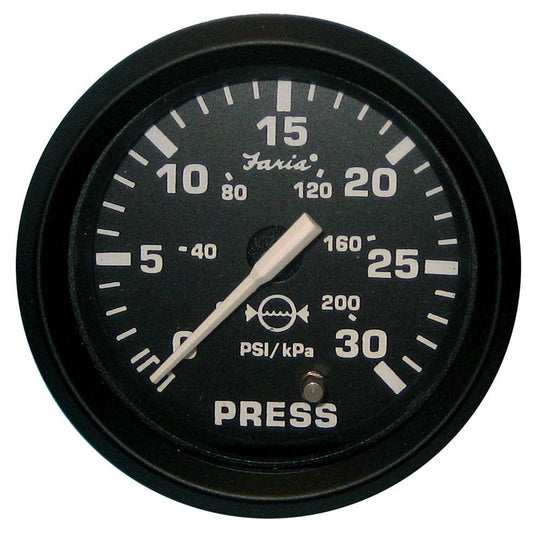 Faria Euro Black 2" Water Pressure Gauge (30 PSI) [12810] - Twin Screws Marine Service