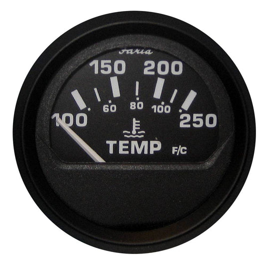 Faria Euro Black 2" Water Temperature Gauge (100-250 DegreeF) [12812] - Twin Screws Marine Service