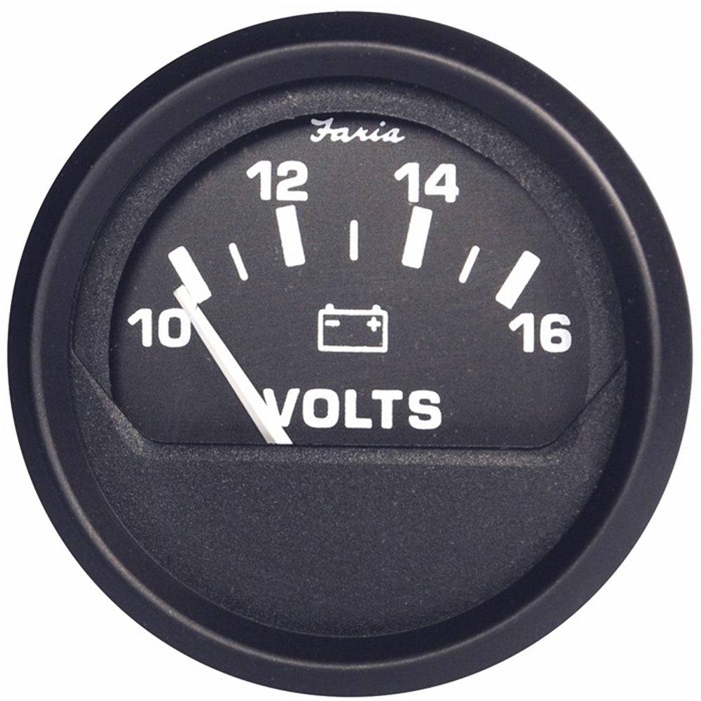 Faria Euro Black 2" Voltmeter (10-16 V) [12821] - Twin Screws Marine Service