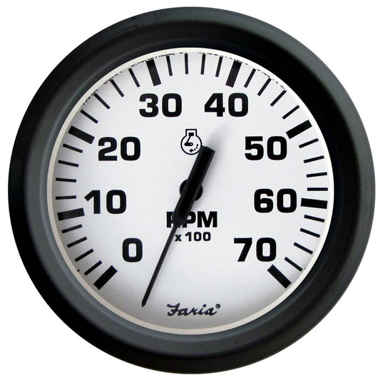 Faria Euro White 4" Tachometer 7000 RPM (Gas) (Outboards) [32905] - Twin Screws Marine Service