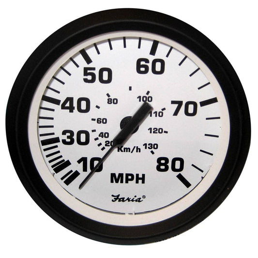 Faria Euro White 4" Speedometer - 80MPH (Pitot) [32910] - Twin Screws Marine Service