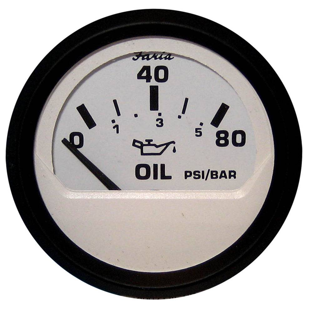 Faria Euro White 2" Oil Pressure Gauge (80 PSI) [12902] - Twin Screws Marine Service