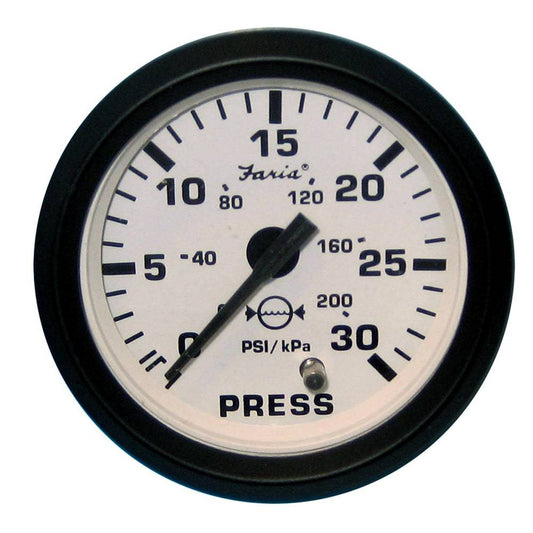 Faria Euro White 2" Water Pressure Gauge (30 PSI) [12903] - Twin Screws Marine Service