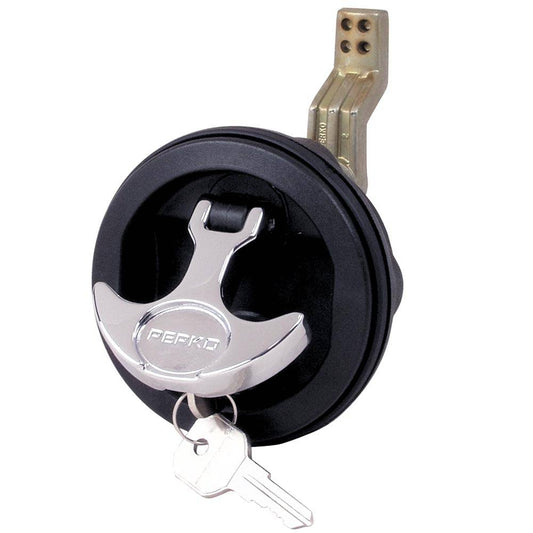 Perko Surface Mount & Latch -  Black Body, Chrome Handle, Offset Cam Bar, 3/4" - 2-3/8" [1091DP1BLK] - Twin Screws Marine Service
