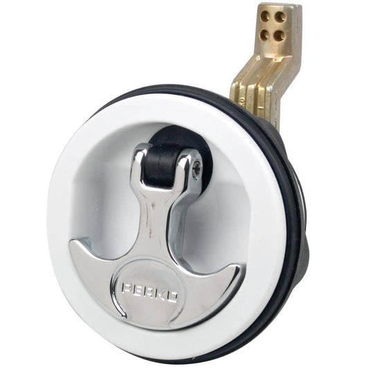 Perko Flush Latch - Surface Mount Offset Cam Bar - 2.5" Hole - White [1092DP1WHT] - Twin Screws Marine Service