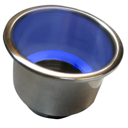 Whitecap Flush Mount Cup Holder w/Blue LED Light - Stainless Steel [S-3511BC] - Twin Screws Marine Service