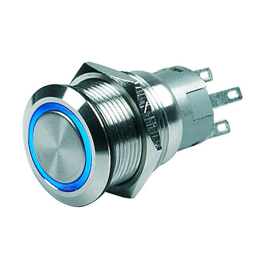 BEP Push Button Switch - 24V Latching On/Off - Blue LED [80-511-0007-01] - Twin Screws Marine Service