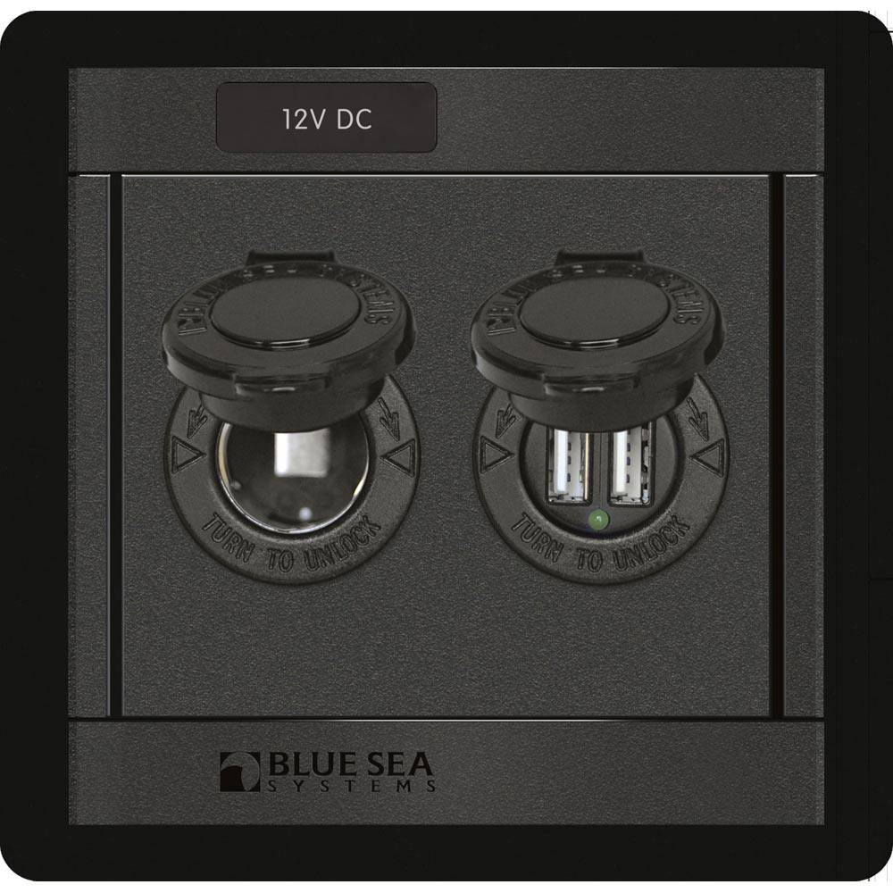 Blue Sea 1478 360 Panel - 12V DC Socket & Dual USB Charger [1478] - Twin Screws Marine Service