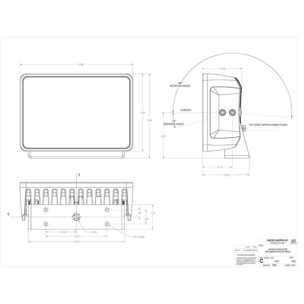 Lumitec Maxillume h120 - Trunnion Mount Flood Light - White Housing - White Dimming [101346] - Twin Screws Marine Service