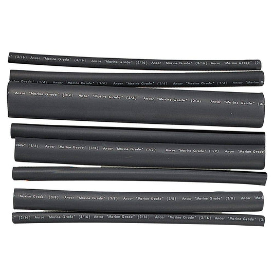 Ancor Adhesive Lined Heat Shrink Tubing - Assorted 8-Pack, 6", 20-2/0 AWG, Black [301506] - Twin Screws Marine Service