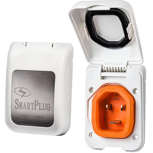 SmartPlug 30 AMP Male Non-Metallic Inlet Cover - White [BM30PW] - Twin Screws Marine Service