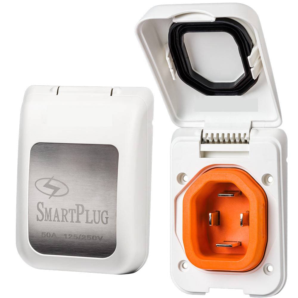 SmartPlug 50 AMP Male Non-Metallic Inlet Cover - White [BM50PW] - Twin Screws Marine Service