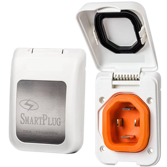 SmartPlug 50 AMP Male Non-Metallic Inlet Cover - White [BM50PW] - Twin Screws Marine Service