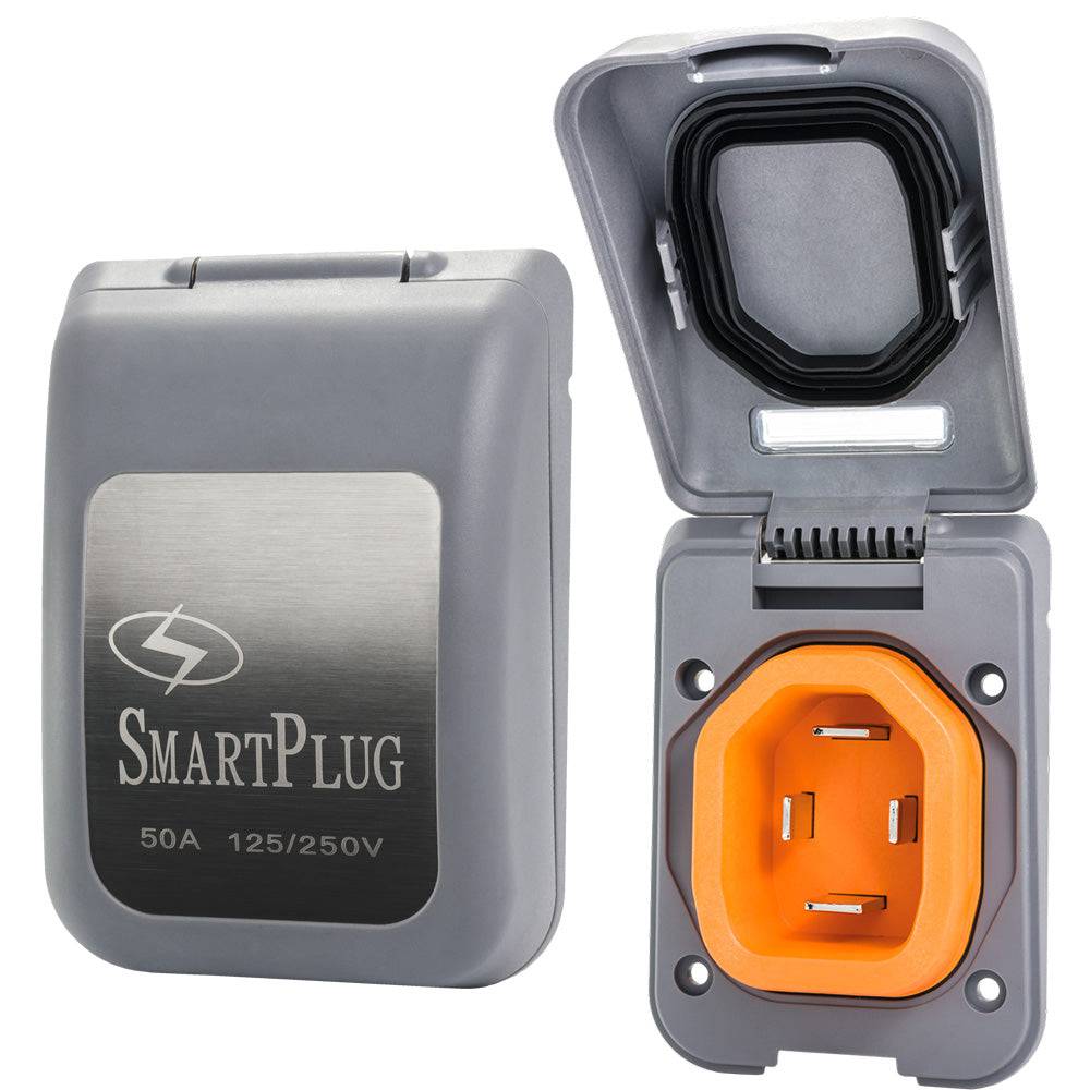 SmartPlug 50 AMP Male Non-Metallic Inlet Cover - Grey [BM50PG] - Twin Screws Marine Service