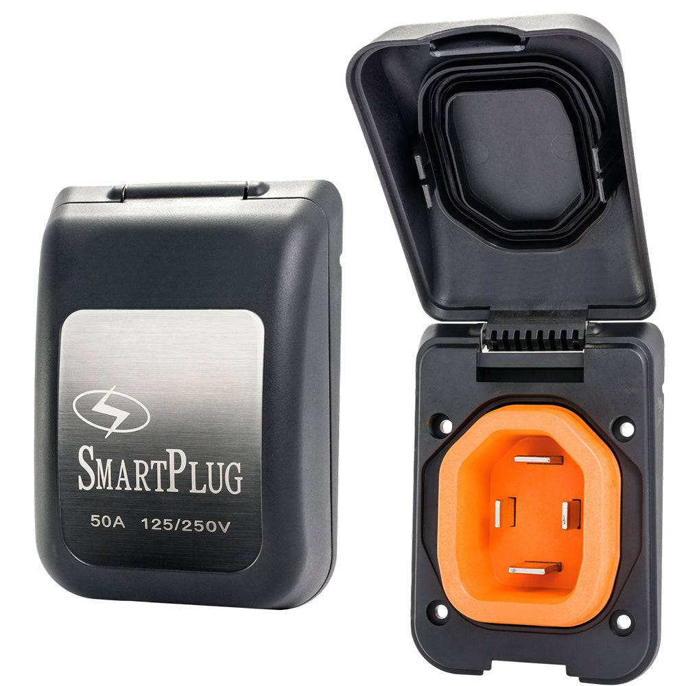 SmartPlug 50 AMP Male Non-Metallic Inlet Cover - Black [BM50PB] - Twin Screws Marine Service