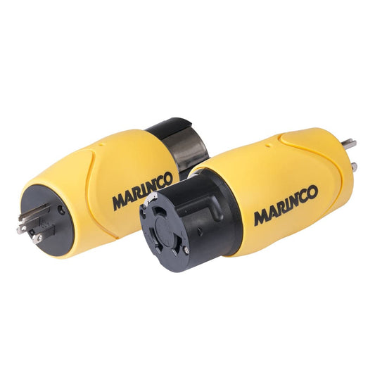 Marinco Straight Adapter - 15A Male Straight Blade to 50A 125/250V Female Locking [S15-504] - Twin Screws Marine Service