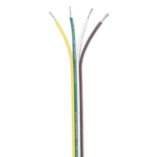 Ancor Ribbon Bonded Cable - 16/4 AWG - Brown/Green/White/Yellow - Flat - 100' [154510] - Twin Screws Marine Service