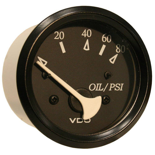 VDO Cockpit Marine Oil Pressure Gauge - 80 PSI - Black Dial/Bezel [350-11800] - Twin Screws Marine Service