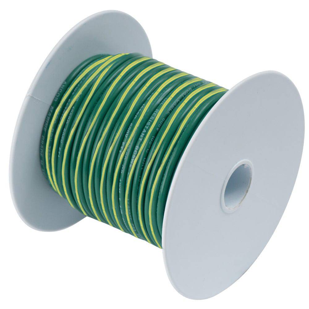 Ancor Green w/Yellow Stripe 10 AWG Tinned Copper Wire - 25' [109302] - Twin Screws Marine Service