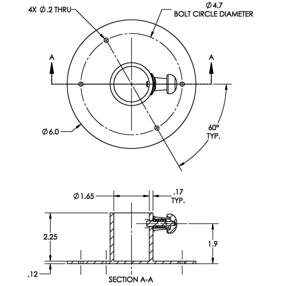 TACO Stainless Steel Table Base w/Locking Pin [F16-0006L] - Twin Screws Marine Service