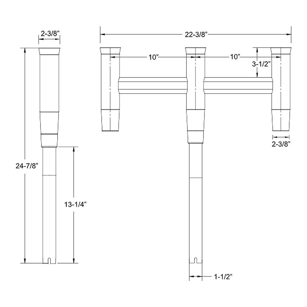 TACO Deluxe Trident Rod Holder Cluster Straight [F31-0780BXY-1] - Twin Screws Marine Service