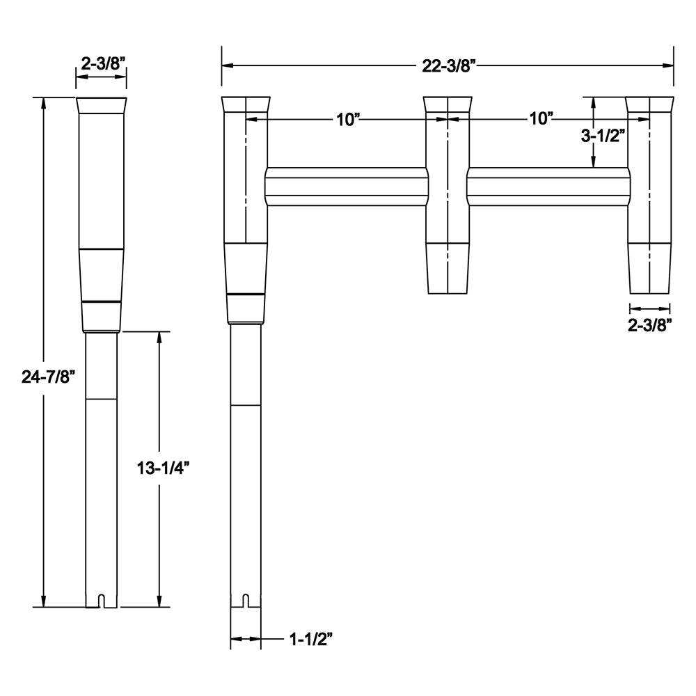 TACO Deluxe Trident Rod Holder Cluster Offset [F31-0781BXY-1] - Twin Screws Marine Service