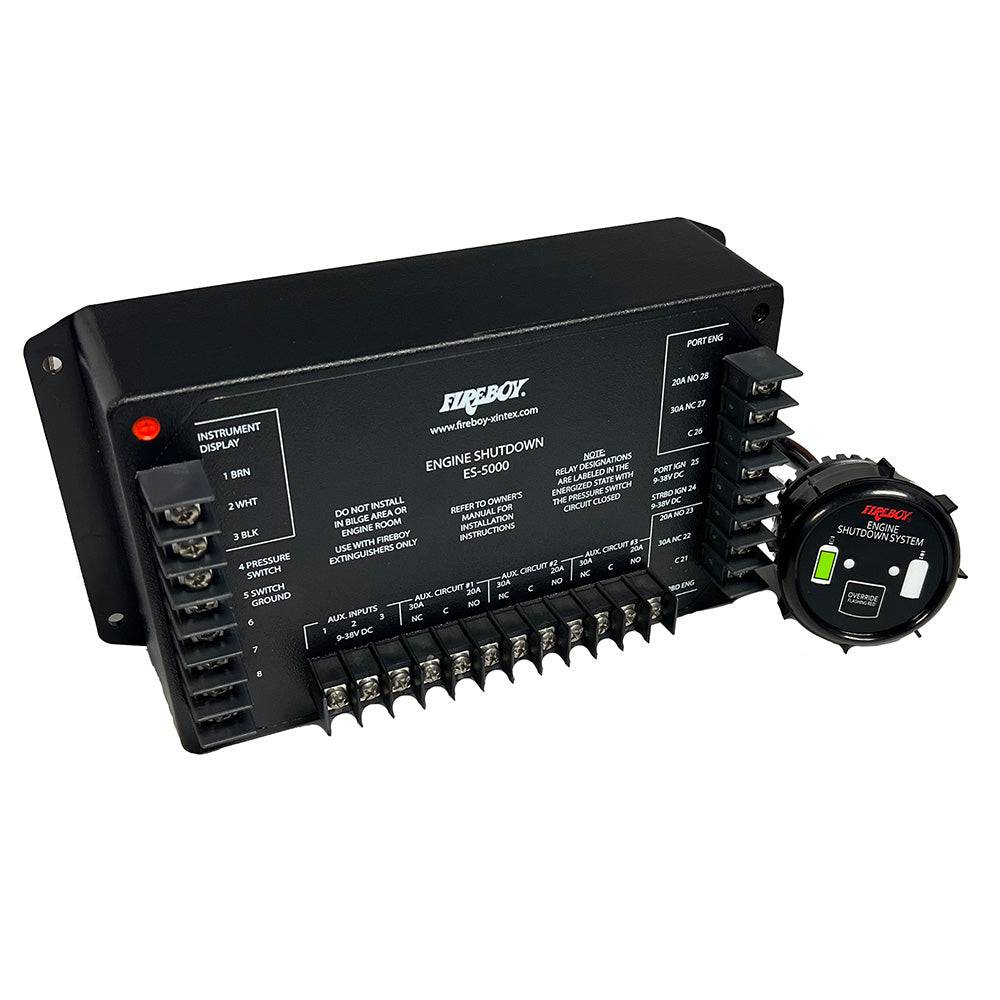 Fireboy-Xintex Engine Shutdown - 5 Circuit w/20A Relays - Round Display [ES-5000-01] - Twin Screws Marine Service