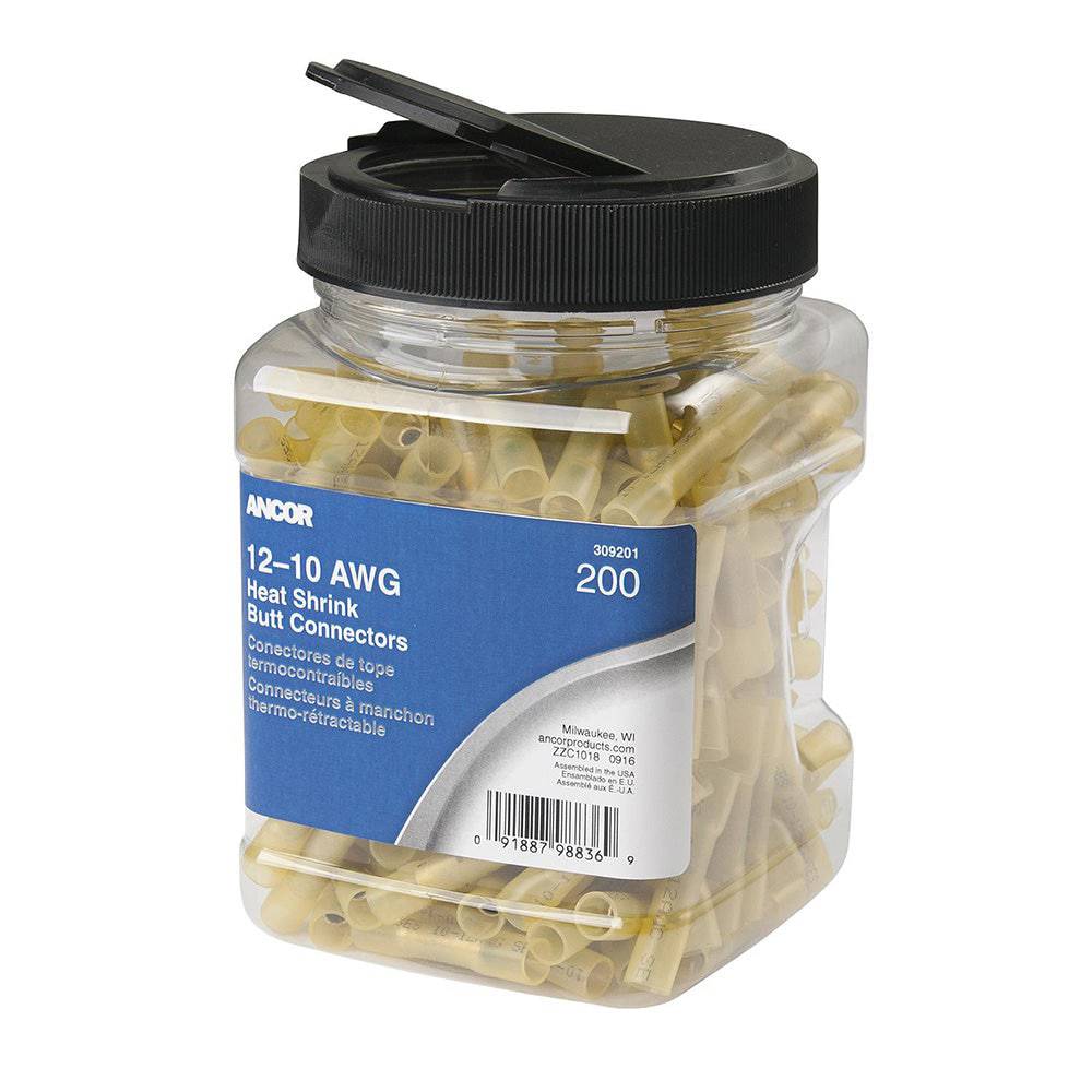 Ancor 12-10 AWG Heat Shrink Butt Connector - 200-Pieces - Jar [309201] - Twin Screws Marine Service