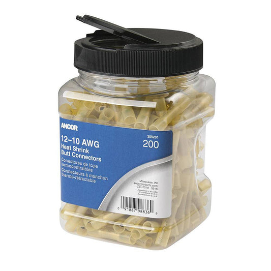 Ancor 12-10 AWG Heat Shrink Butt Connector - 200-Pieces - Jar [309201] - Twin Screws Marine Service