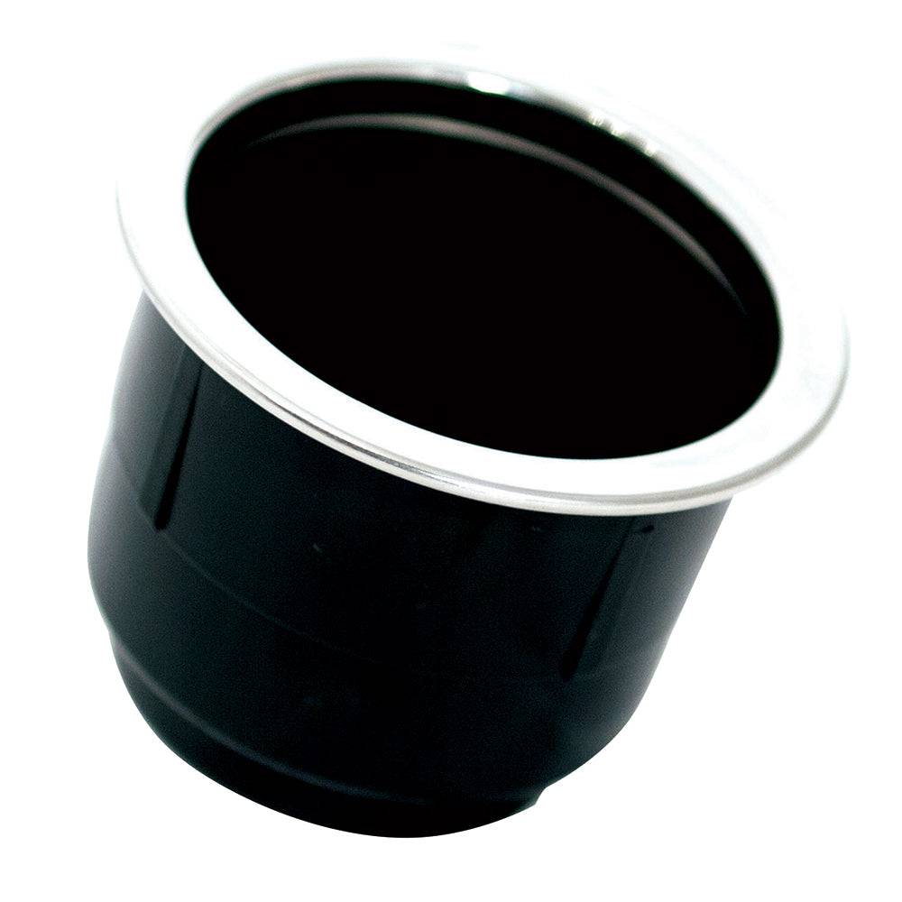 Tigress Black Plastic Cup Holder Insert w/SS Ring On Top [PCHE-BP] - Twin Screws Marine Service