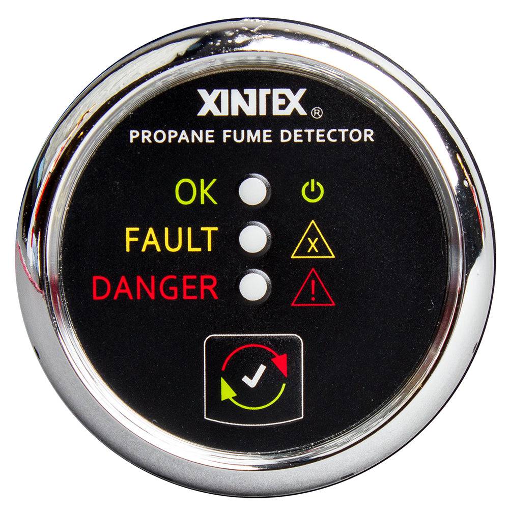 Fireboy-Xintex Propane Fume Detector w/Plastic Sensor - No Solenoid Valve - Chrome Bezel Displa [P-1C-R] - Twin Screws Marine Service
