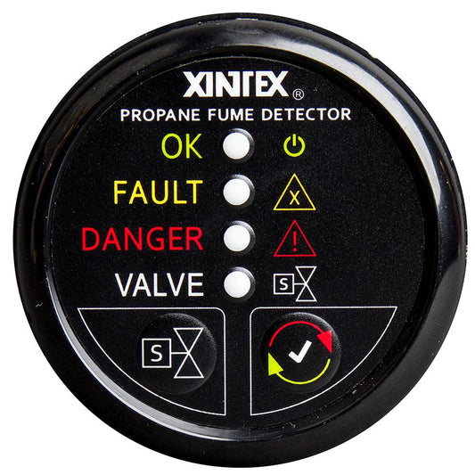 Fireboy-Xintex Propane Fume Detector w/Plastic Sensor  Solenoid Valve - Black Bezel Display [P-1BS-R] - Twin Screws Marine Service