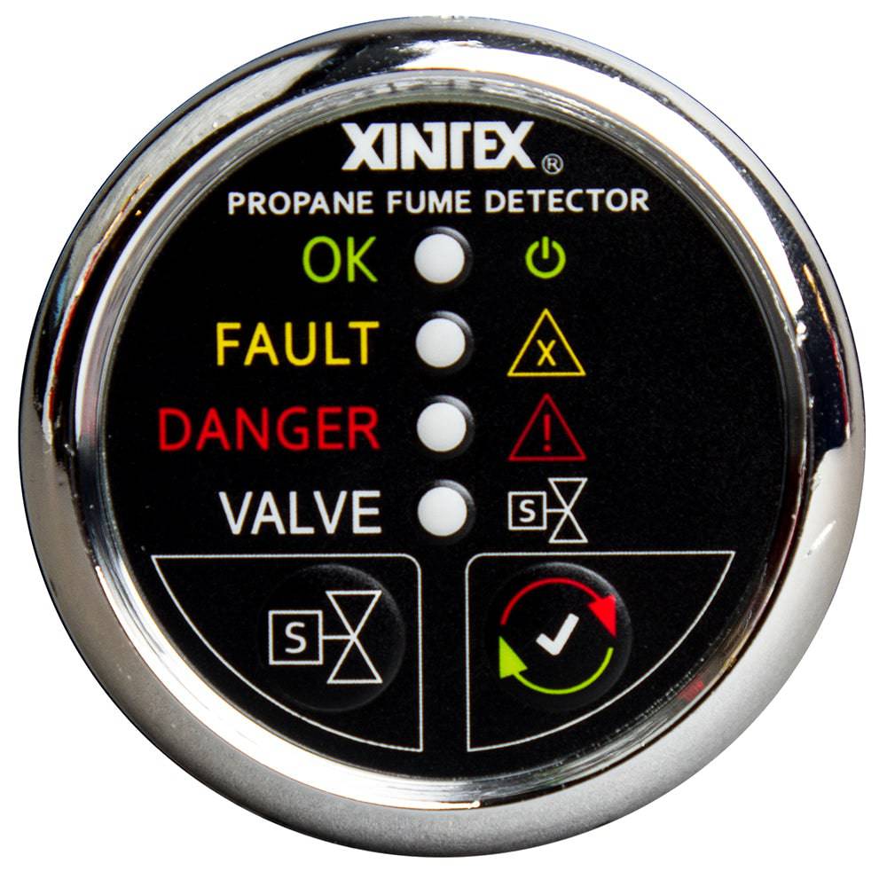 Fireboy-Xintex Propane Fume Detector w/Plastic Sensor  Solenoid Valve - Chrome Bezel Display [P-1CS-R] - Twin Screws Marine Service